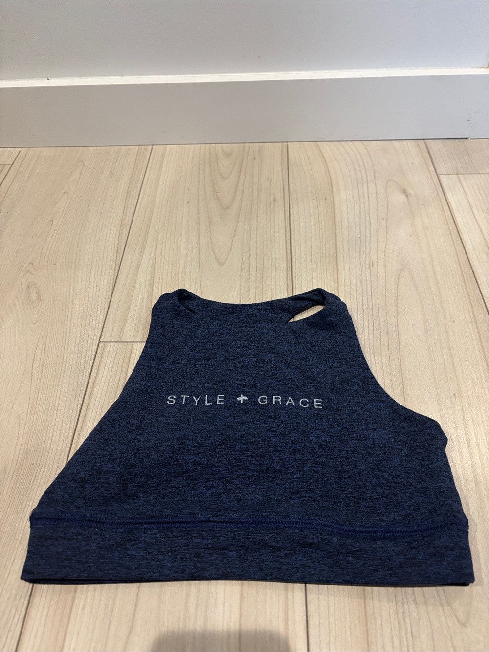 good hYOUman Navy 'STYLE + GRACE' Cropped High-Neck Tank